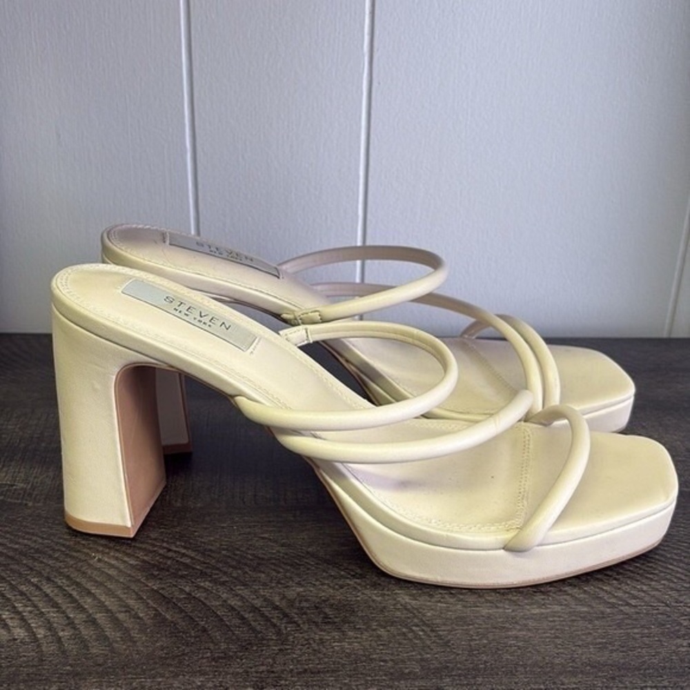 Stylish Cream Heeled Sandals by Steven